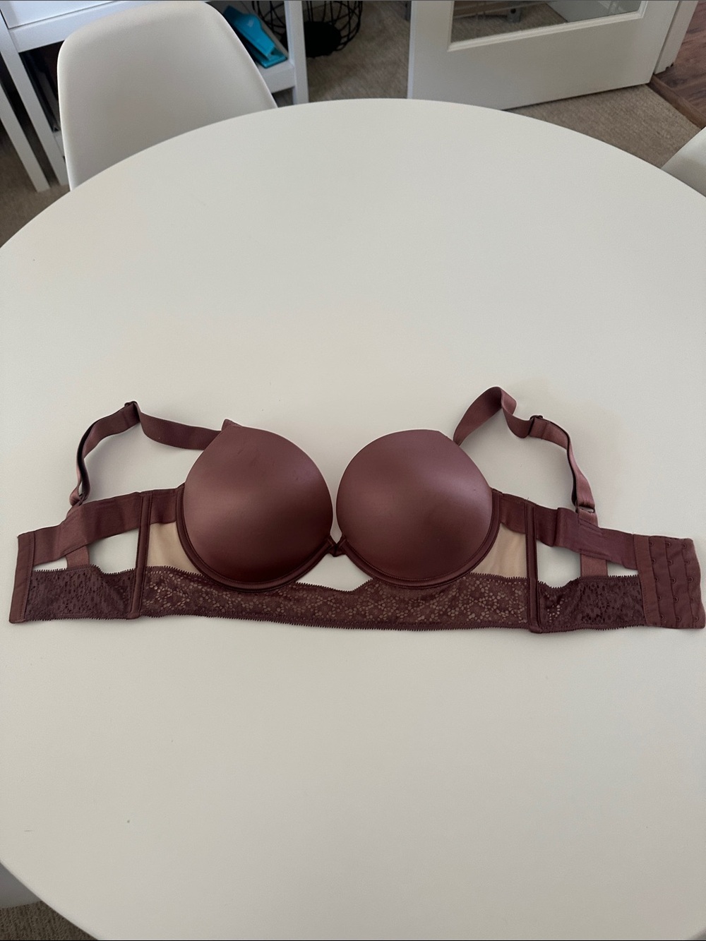 Victoria's Secret Smooth Molded Lace-Trim Bra - Wine
